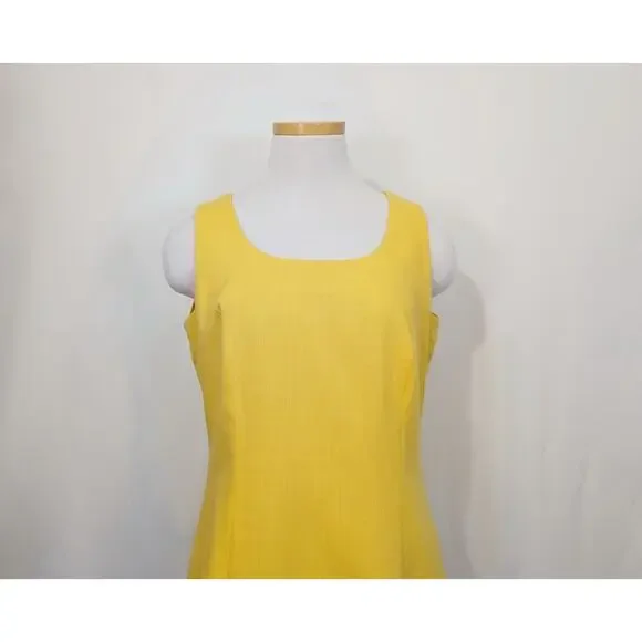 Vintage 90s Dress Yellow Sleeveless Lined Misses Size 8 Dress Barn - Picture 2 of 6